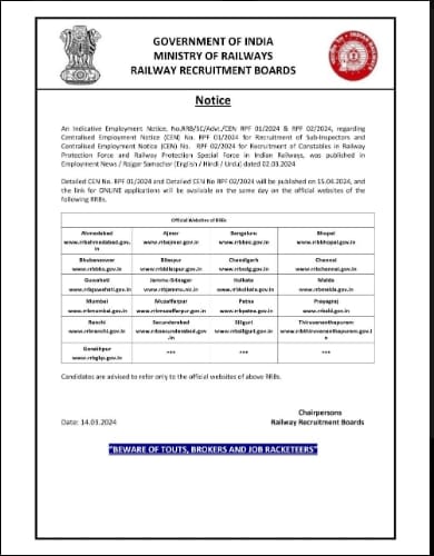 RPF Vacancy 2024 Notification