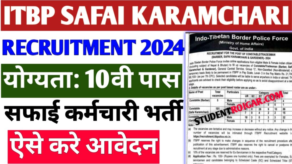 ITBP Safai Karamchari Recruitment 2024