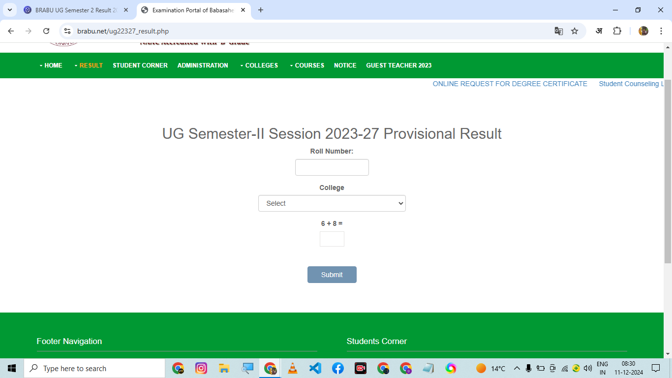 BRABU UG Semester 2 2023-27 (Out)