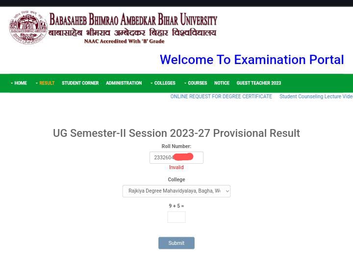 BRABU UG Semester 2 2023-27 (Out)