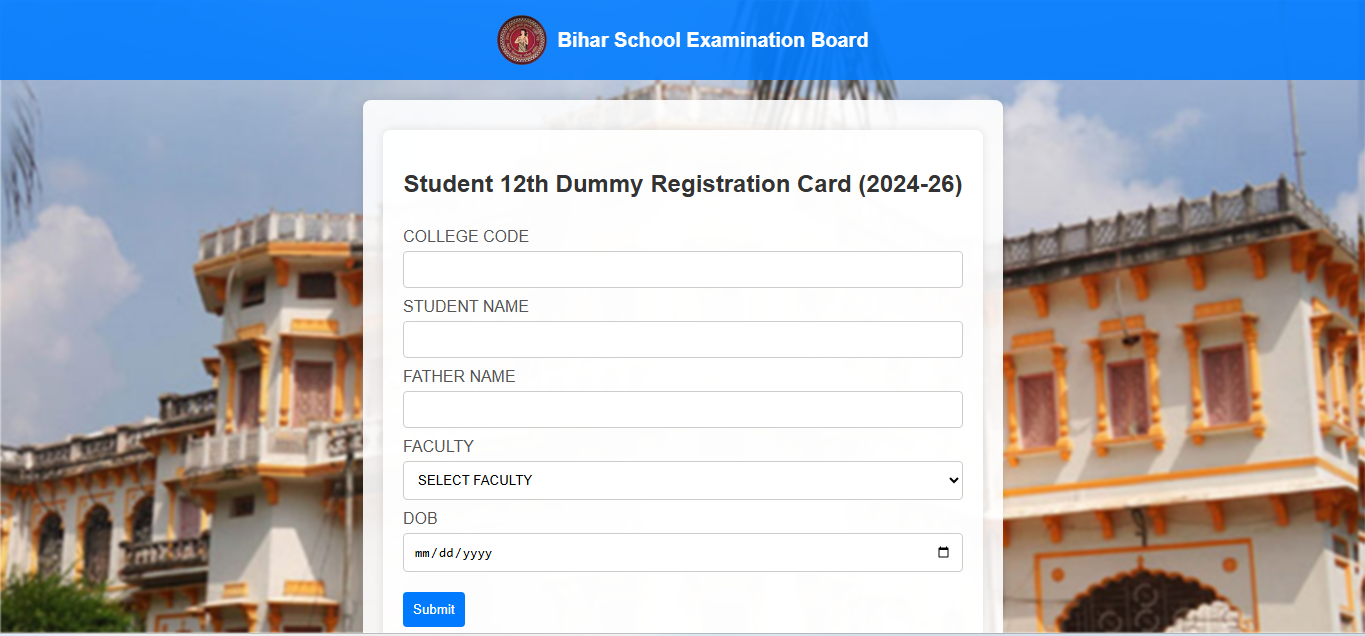 Bihar Board 12th Dummy Admit Card 2026