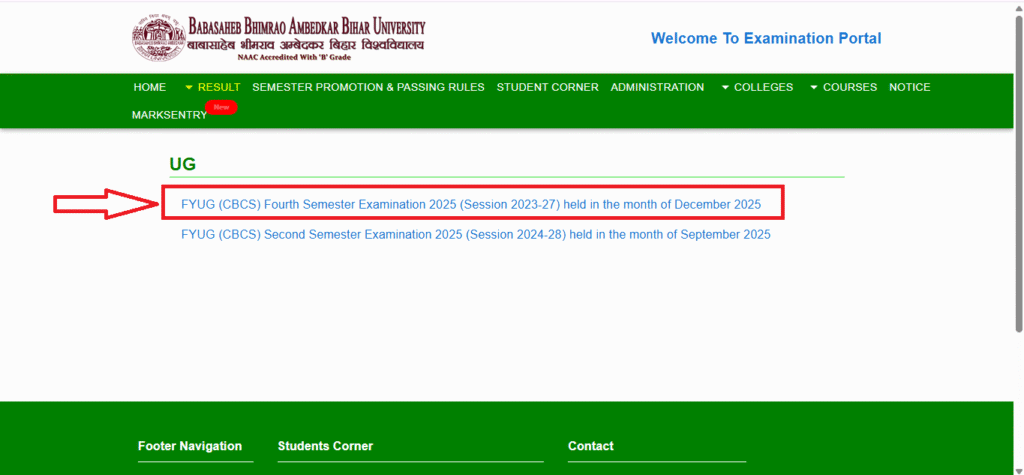 Brabu Result 2023-27 Semester 4