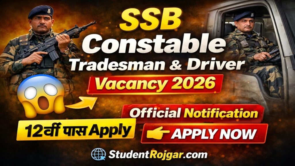 SSB Constabel Tradesman & Driver Vacancy 2026