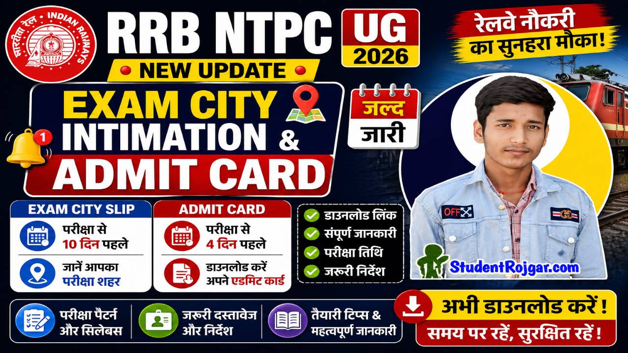 RRB NTPC UG Exam City Intimation & Admit Card 2026