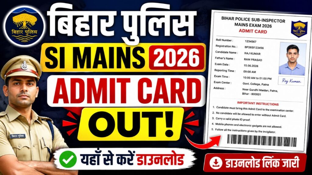 Bihar Police SI Mains Admit Card 2026