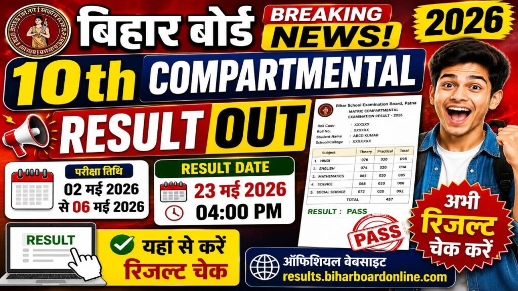 Bihar Board 10th Compartmental Result 2026