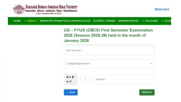BRABU UG 1st Semester Result 2025-29