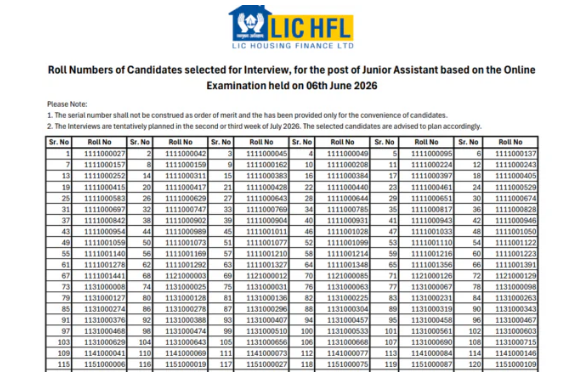 LIC HFL Junior Assistant Result 2026