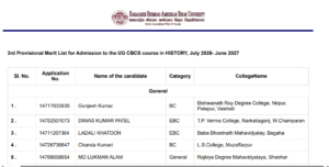 BRABU UG 3rd Merit List 2026-30