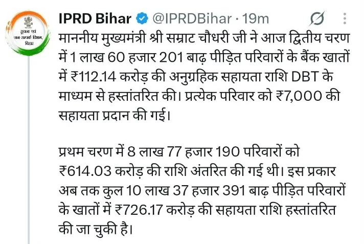 Bihar Badh Rahat Yojana Payment Status 2026